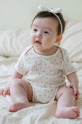 Baby Sitting in Avauma Petite Garden Rosegarden Short Sleeve Bodysuit, Lightweight and Breathable Summer Outfit